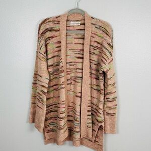 Anthropologie Leah Space-Dye Open-Front Cardigan Pink and Beige size Medium